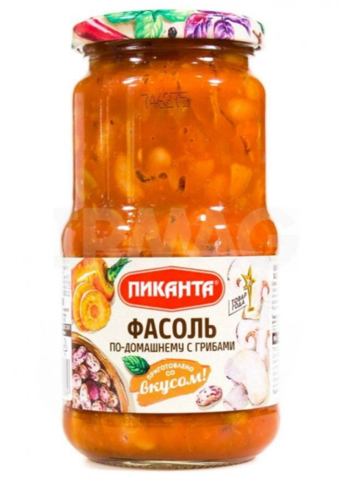 Фасоль по-домашнему с грибами 470 г.