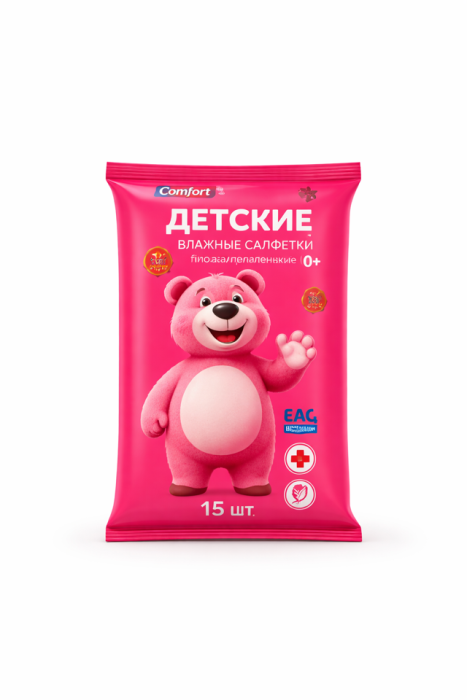 Влажные салфетки Comfort детские Мишка 15 шт