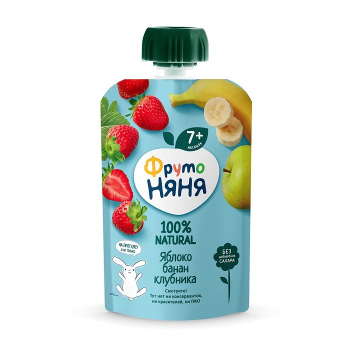 Пюре фруто няня яблоко-банан-клубника 90 г