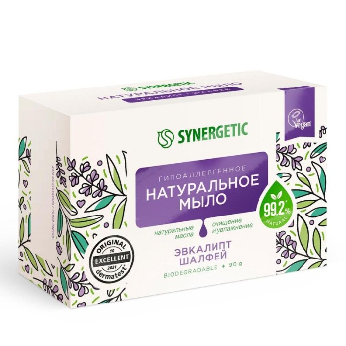 Synergetic натуральное туалет. мыло Эквалипт и Шалфей 90 г