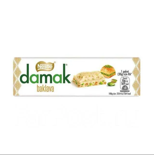 Nestle Damak белый шоколад пахлава с фисташкой Турция 30 г