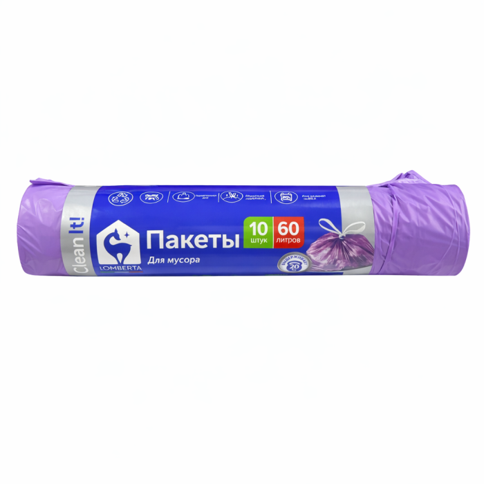 Lomberta Пакет для мусора с затяжкой 60 л 10 шт