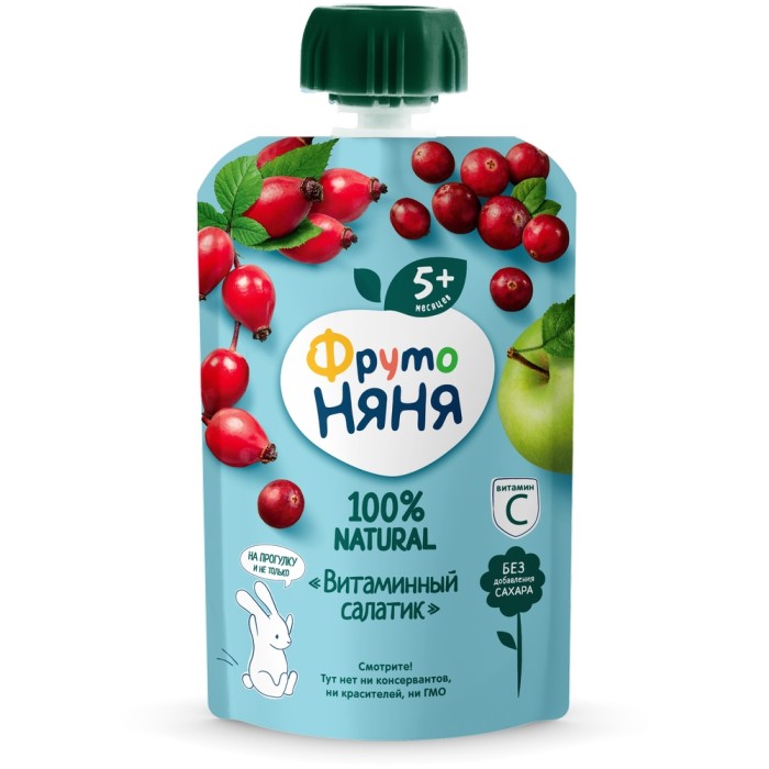 Пюре Фруто няня Витаминный салатик с клюквой 90 г.
