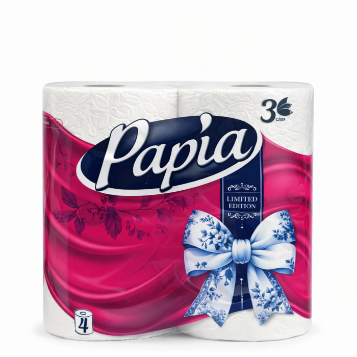 Туалетная бумага Papia 3 слоя 4 рулона