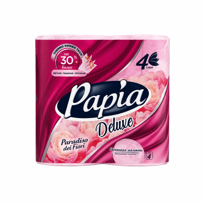 Туалетная бумага PAPIA Dtluxe paradiso 4 слоя 4 рулона