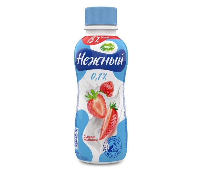 Йогурт питьевой нежный клубника 0.1% 420 г