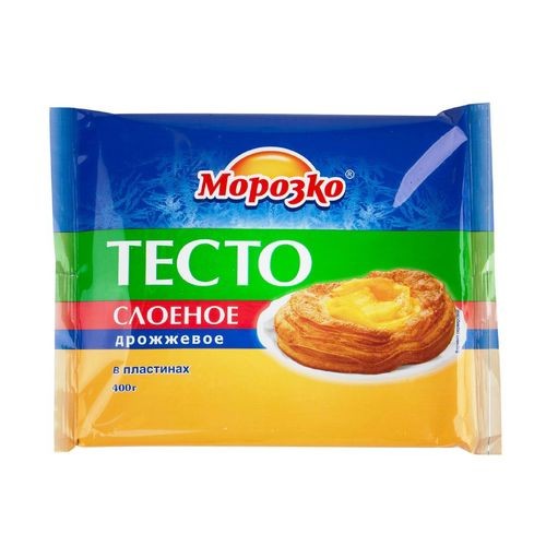 Тесто слоеное дрожжевое пласт. Морозко 400 г.