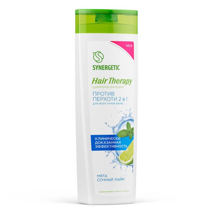 Шампунь-бальзам Synergetic Мята лайм, укрепление и питание 2в1 400 мл