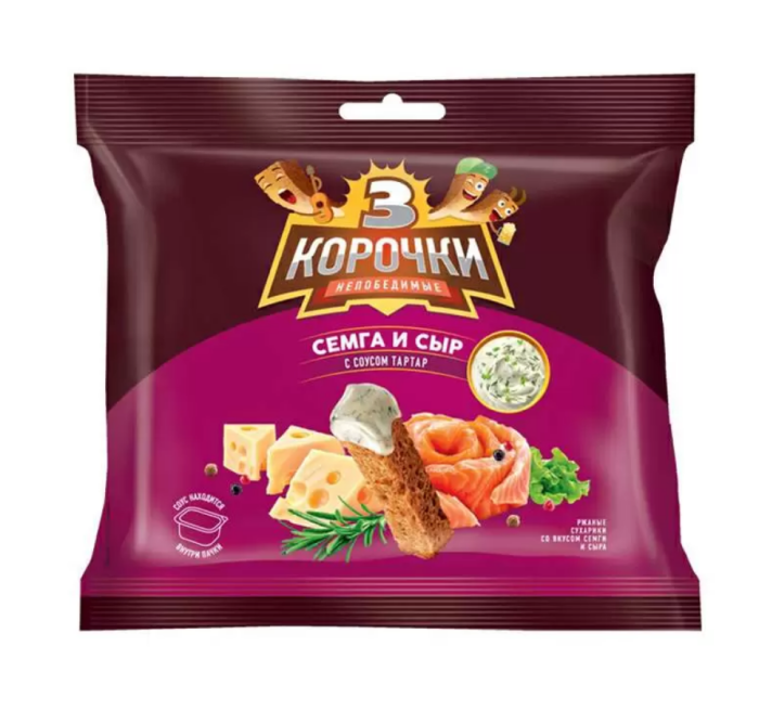 3 Корочки Семга и сыр с соусом тартар 60 г