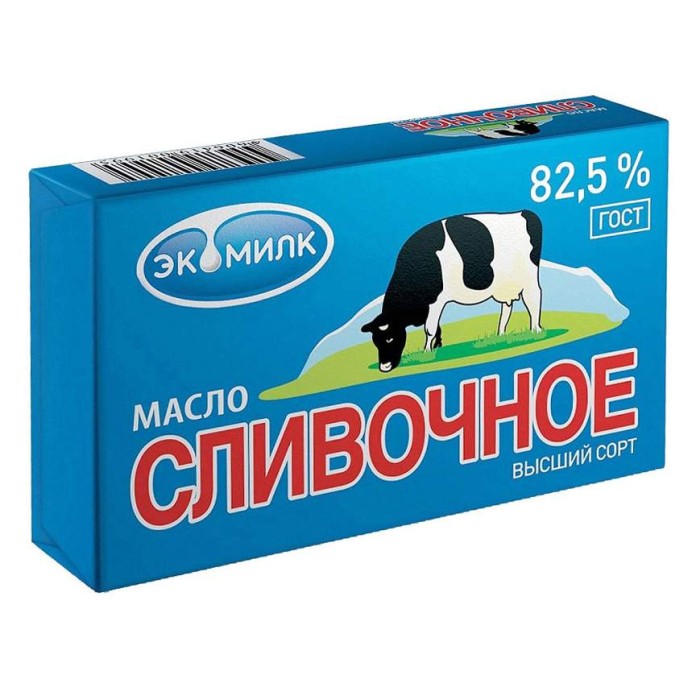 Масло сливоч. Экомилк 82,5% 180 гр.