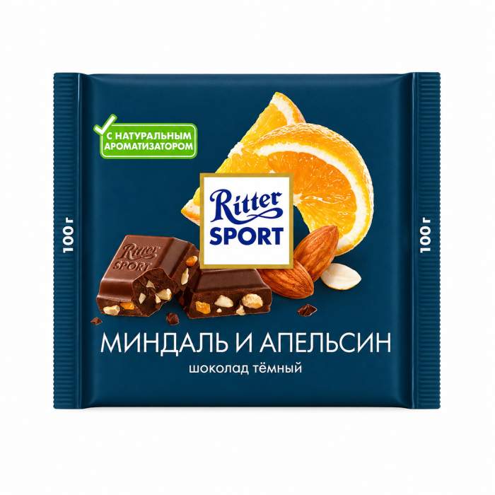 Ritter Sport Тёмный шоколад миндаль и апельсин 100 г