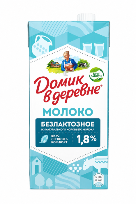 Молоко Безлактозное Домик в Деревне 1,8% 950 г