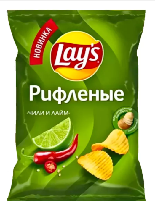 Чипсы Лейс рифленые чили и лайм 125 г