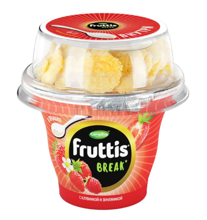 Йогурт Fruttis клубника земляника вкусный перерыв 2,6% 165 г.