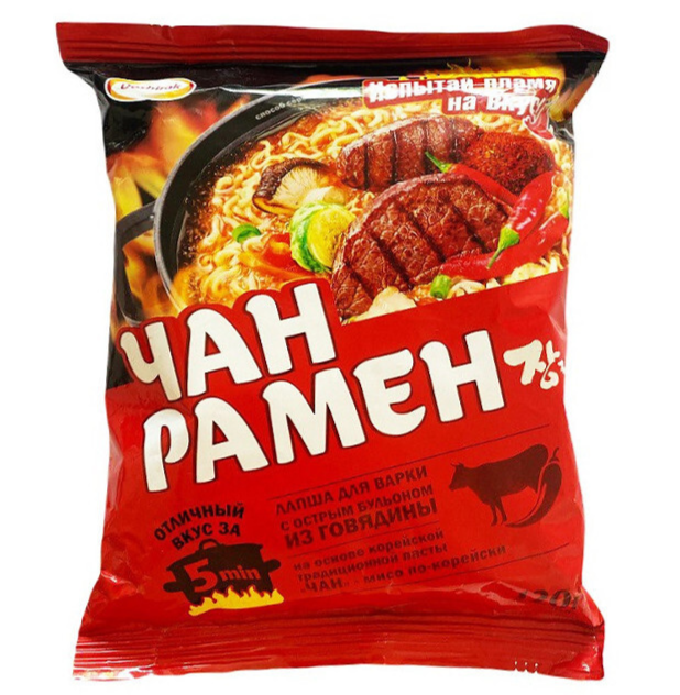 Лапша Доширак Чан рамен со вкусом острой говядины 120 г.