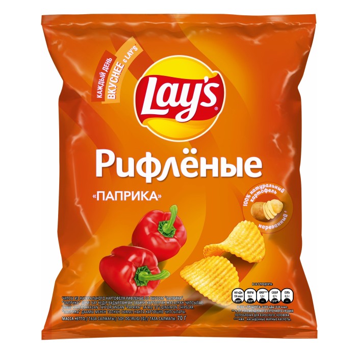 Чипсы Lays Рифл. Паприка 70 г.