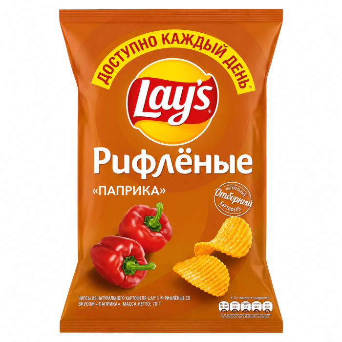 Чипсы Lays Рифл. Паприка 70 г.