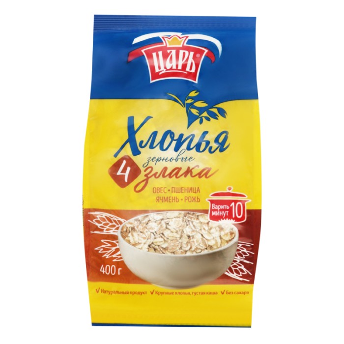 Царь Хлопья 4 злака 400 г.