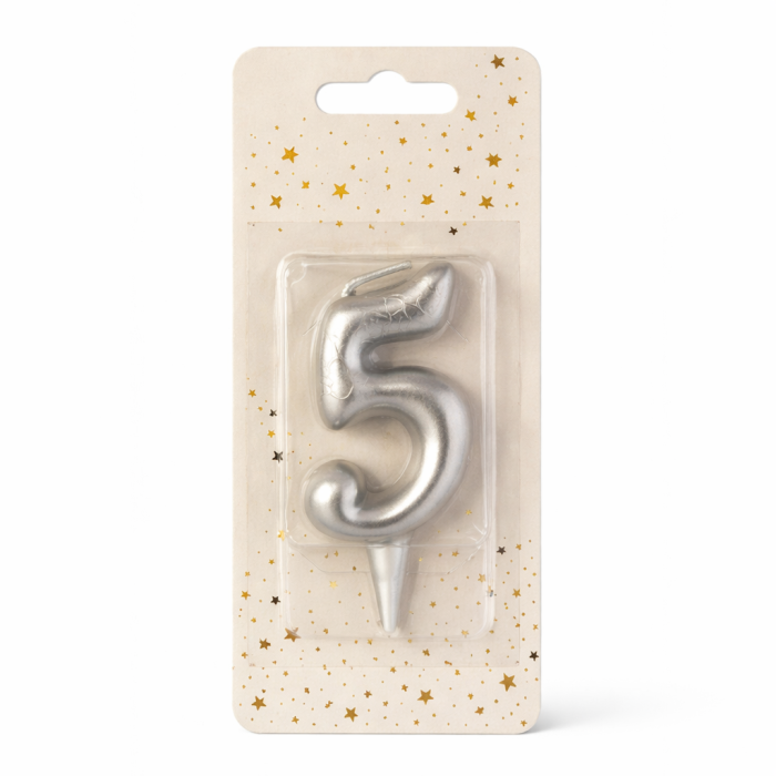 Свеча цифра 5 серебро