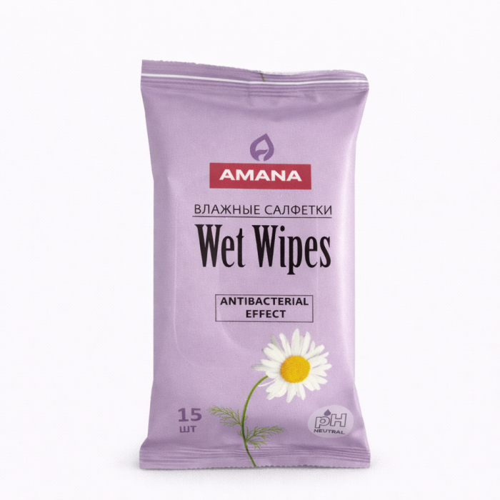 Салфетки влажные Амана 15 шт