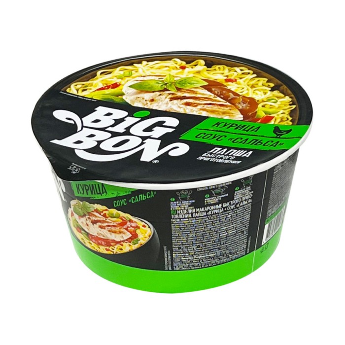 Лапша Big Bon курица + соус сальса 85 г.