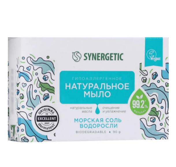 Synergetic натуральное туалетное мыло Морская соль и вдоросли 90 г