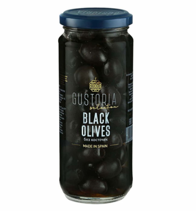 Маслины черные Gustoria Б/к 385 мл