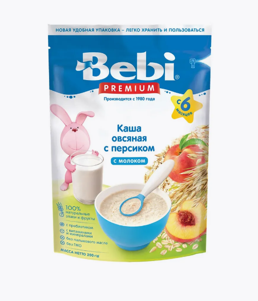 Каша овсяная с персиком Bebi Премиум 200 г.
