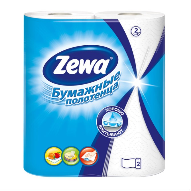Бумажная полотенца Zewa 2 сл, 2 рулона