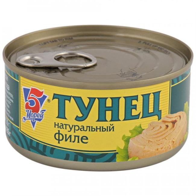 5 Морей тунец натуральный филе 185 г.
