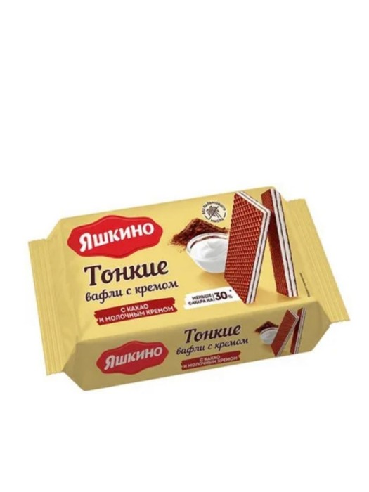 Вафли тонкие Яшкино с какао и молоч. кремом 144 гр