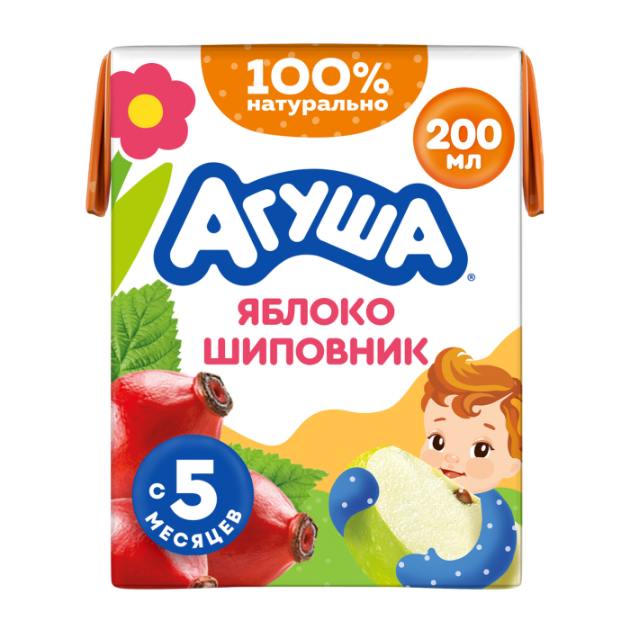 Сок детский Агуша Яблоко-шиповник 200 мл