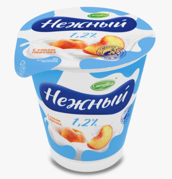 Йогурт Нежный  1,2% 320 г. Персик