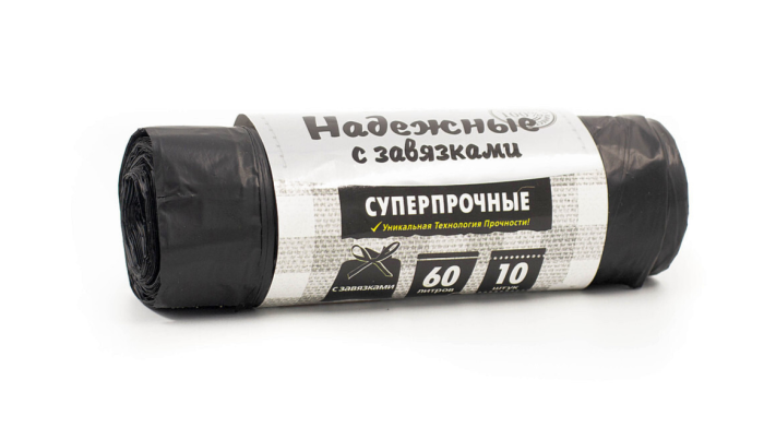 Мешки для мусора Надежные с завязками 60 л 10 шт