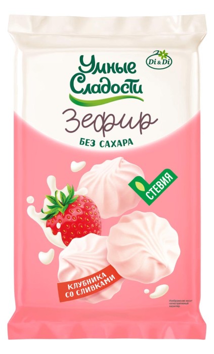 Зефир без сахара Умные сладости клубника со сливками 50 г