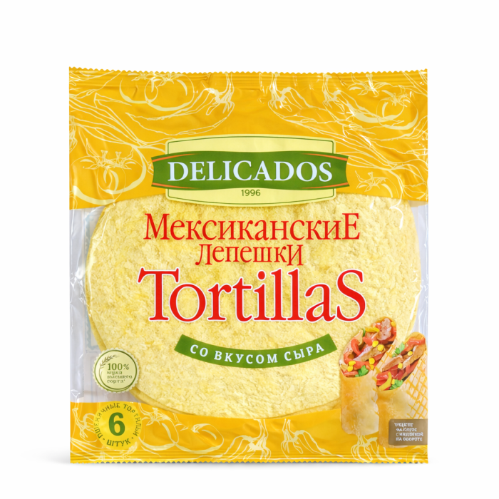 Tortillas Лепешки пшеничные со вкусом сыра 6 шт 400 г