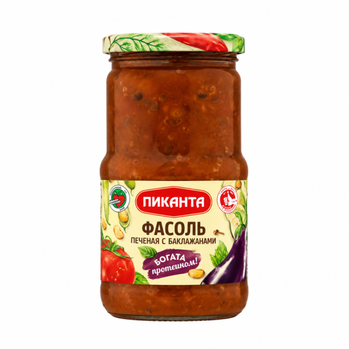 Фасоль печеная с баклажанами Пиканта 470 г