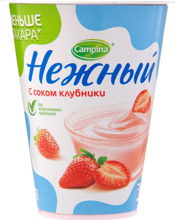 Йогурт Нежный  1,2% 320 г. Клубничный