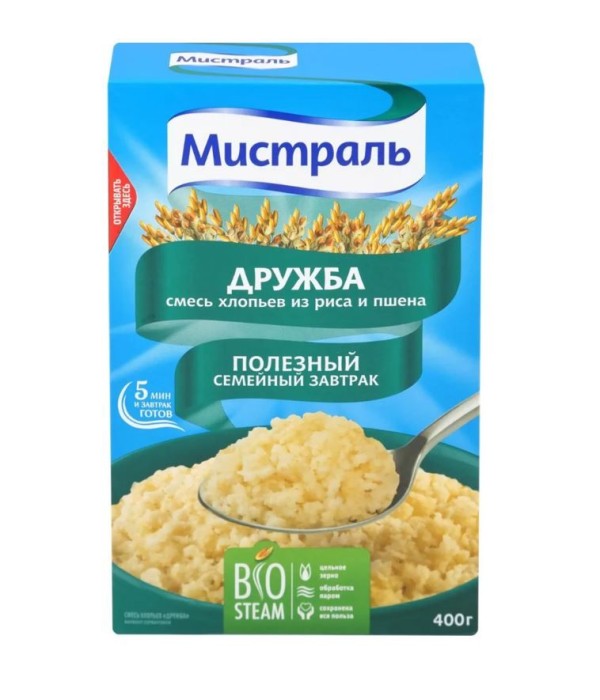 Смесь хлопьев (пшеничные, рисовые) Дружба Мистраль 400 г