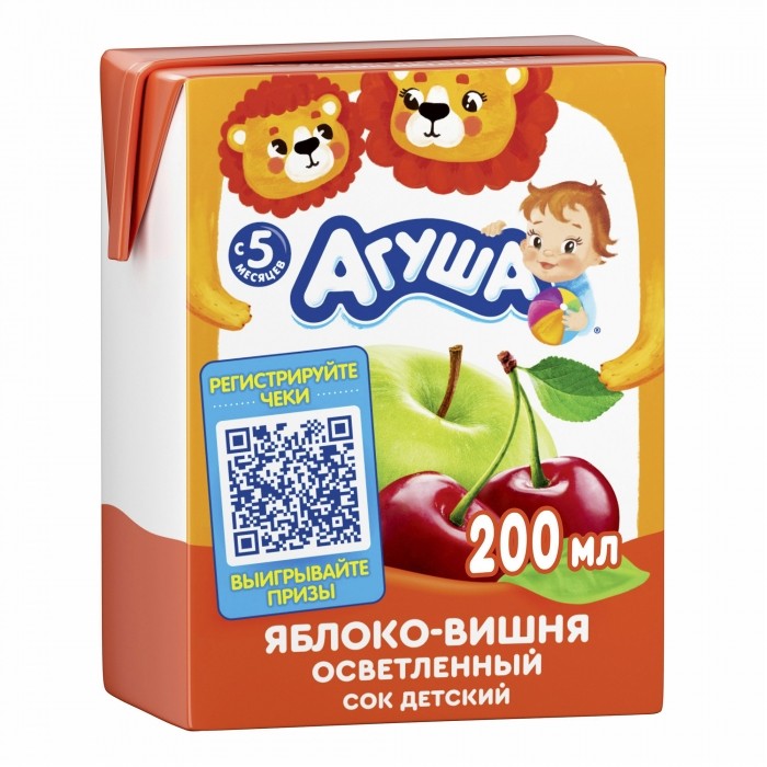 Сок детский Агуша Яблоко-вишня 200 мл