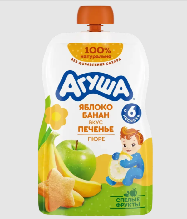 Пюре Агуша Яблоко-банан печенье 90 г