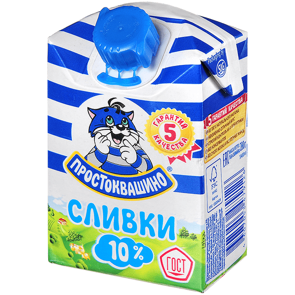 Сливки простоквашино 10% 500 г